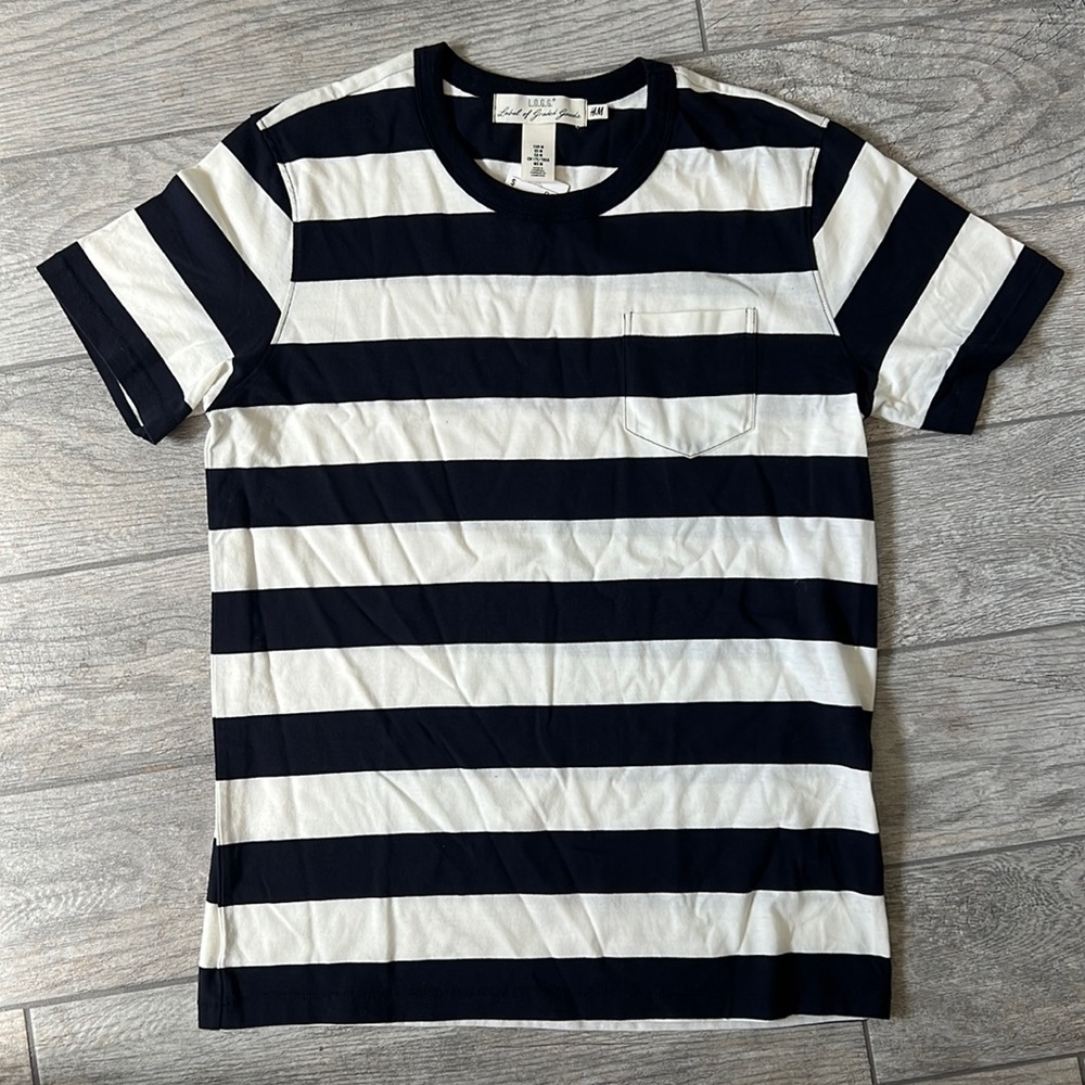 HM LOGG navy stripe shirt M